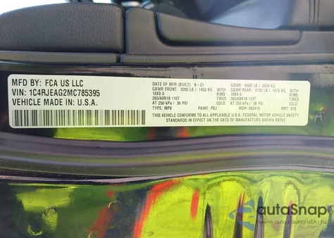 2021 Jeep Grand Cherokee Laredo X 4X2 из США, поврежденный, VIN 1C4RJEAG2MC785395